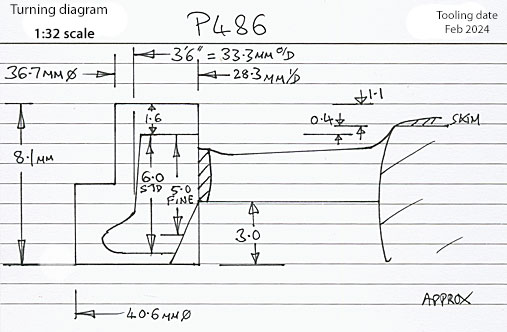 Cross section diagram of casting P486