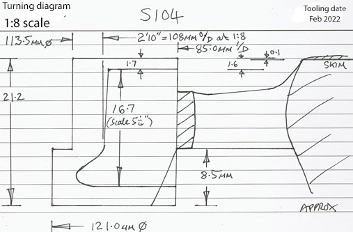 Cross section diagram of casting S104