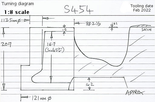 Cross section diagram of casting S454