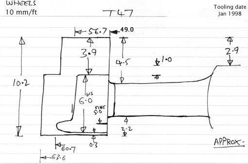 Cross section diagram of casting T47