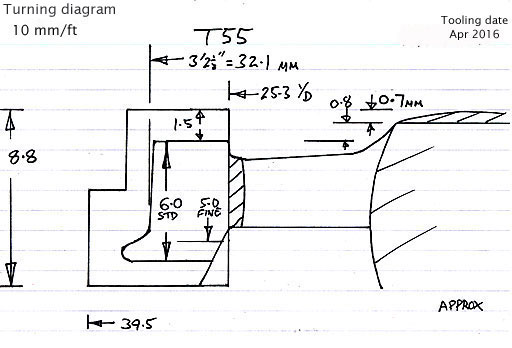 Cross section diagram of casting T55