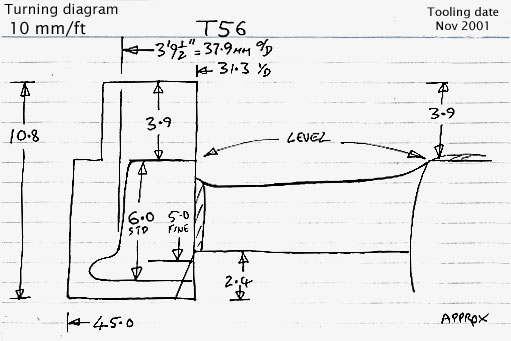 Cross section diagram of casting T56