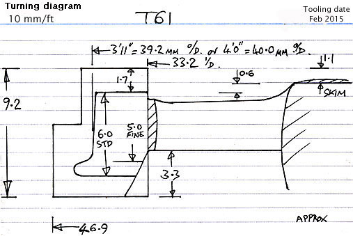 Cross section diagram of casting T61