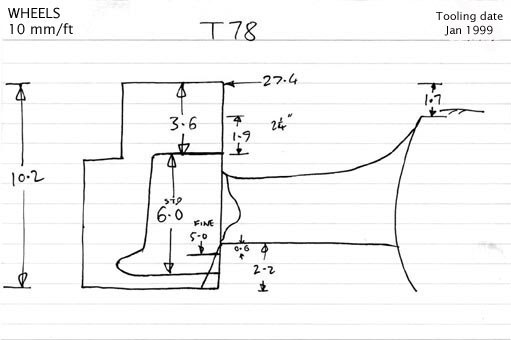 Cross section diagram of casting T78
