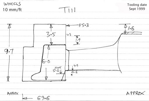 Cross section diagram of casting T111