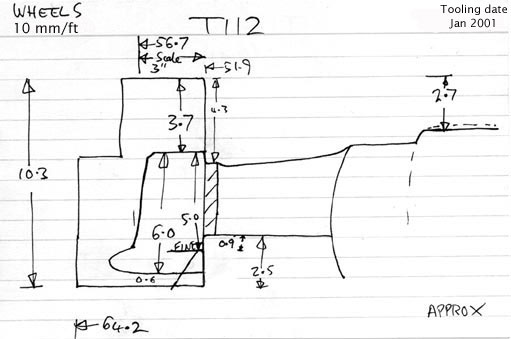 Cross section diagram of casting T112