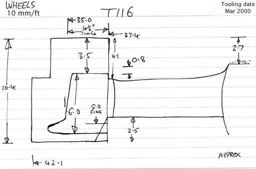 Cross section diagram of casting T116