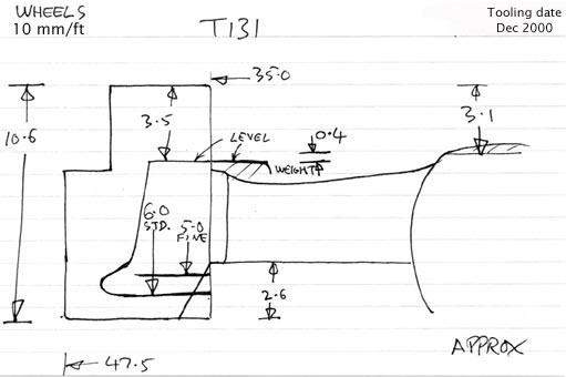 Cross section diagram of casting T131