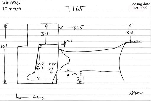 Cross section diagram of casting T165