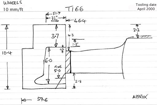 Cross section diagram of casting T166