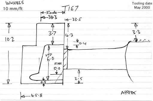 Cross section diagram of casting T166