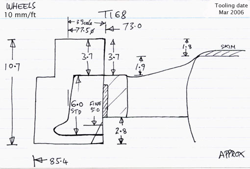 Cross section diagram of casting T168