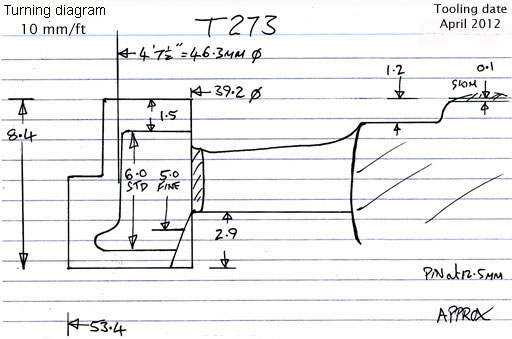 Cross section diagram of casting T273