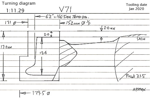 Cross section diagram of casting V71