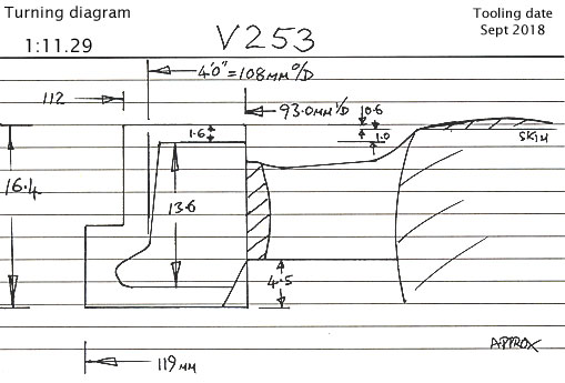 Cross section diagram of casting V253