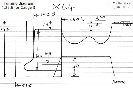 Cross section diagram of casting X44