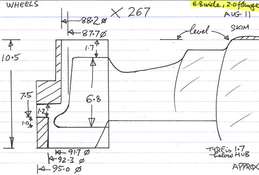 Cross section diagram of casting X267 machined