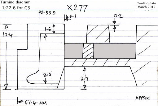 Cross section diagram of casting X277