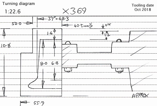 Cross section diagram of casting X369