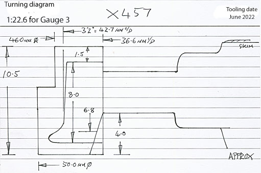 Cross section diagram of casting X457