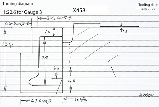 Cross section diagram of casting X458