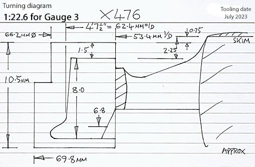 Cross section diagram of casting X476