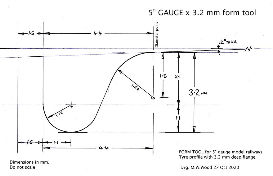 Form tool drawing, 5 gauge x 3.2 mm