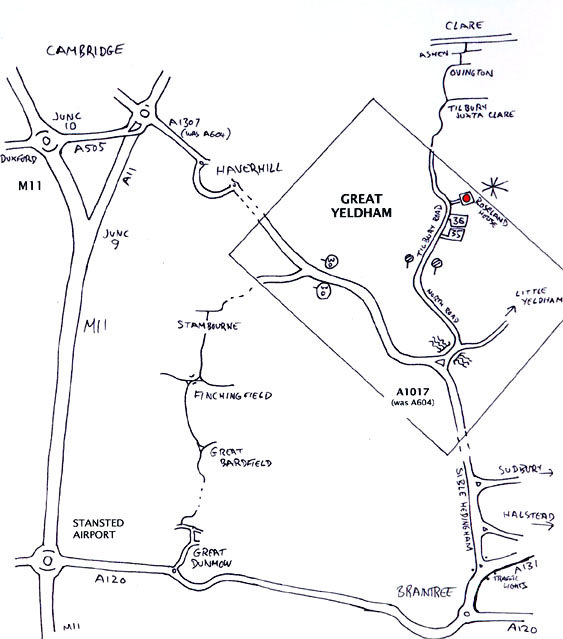 Map for visitors to Great Yeldham